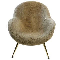 An Italian 50's Armchair In A Fluffy Material