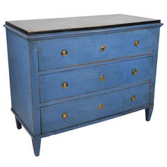 Stylish 18th Century Swedish Commode In Blue