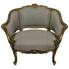Antique Louis XV Style Giltwood Pooches Chair