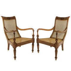 A Pair of Fine Anglo Ceylonese Armchairs in Solid Teak