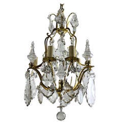 A Gold Plated French Cage Chandelier Hung With Cut Glass