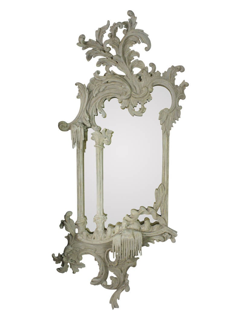 A Pair Of Carved & Painted Chippendale Style Mirrors