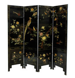 A Fine Quing Dynasty Chinese Coromandel Screen In Jade & Quartz