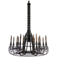 An Impressive Wrought Iron Chandelier Formerly In The Palazzo De Credit, Milan