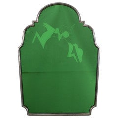 An Italian Steel Framed Green Cocktail Mirror