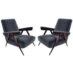 A Pair Of Architectural Italian 50's Armchairs