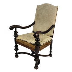 French Walnut 17th Century Style Armchair, Circa 1850