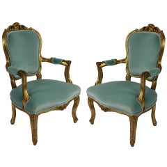 A Pair Of Swedish Gilt Wood Salon Chairs