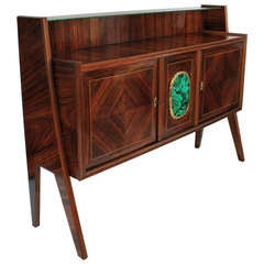 Vintage A 50's Italian Console In Rosewood & Faux Malachite