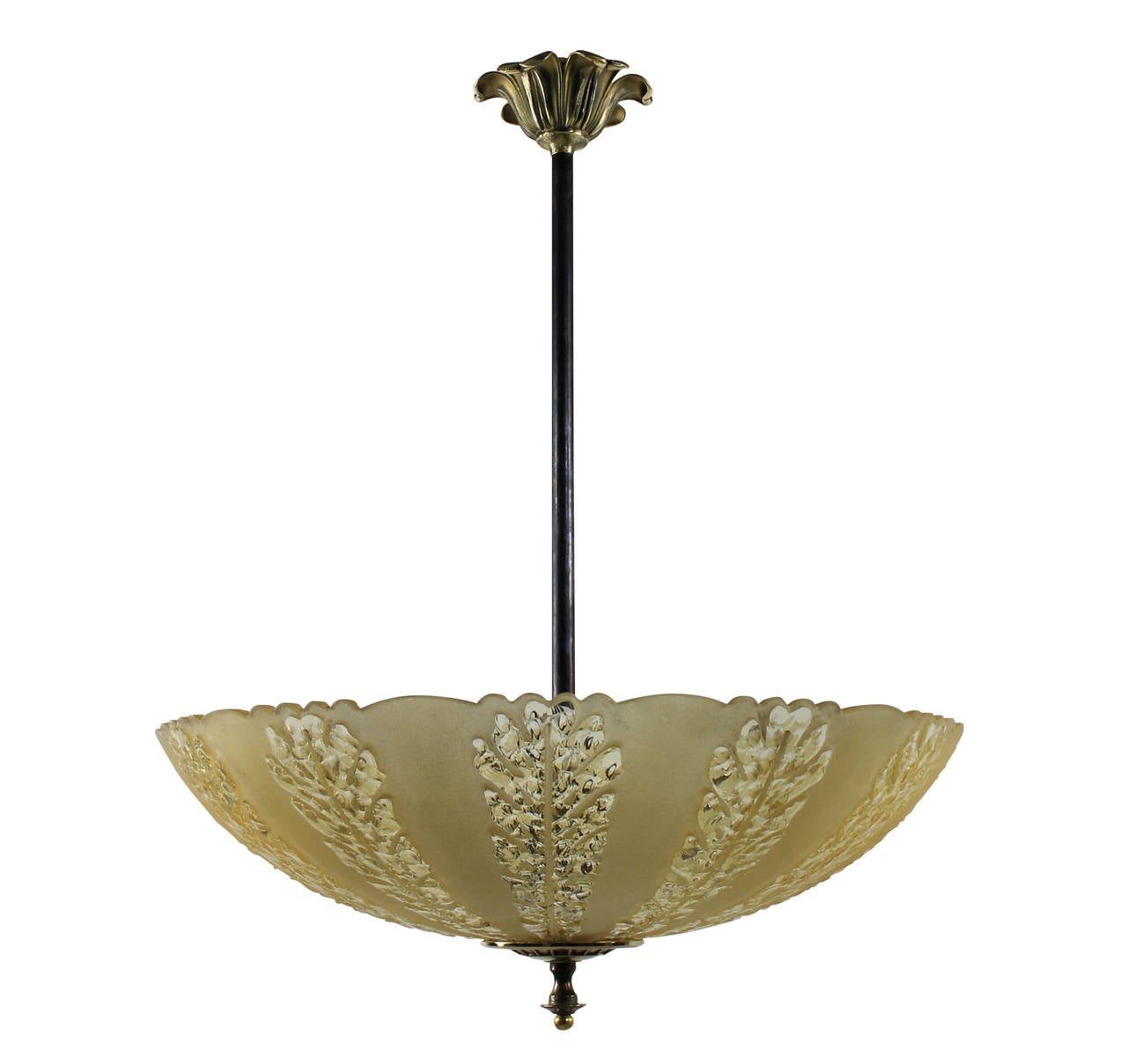 A Pair Of Italian 40's Dish Lights In Lemon Glass