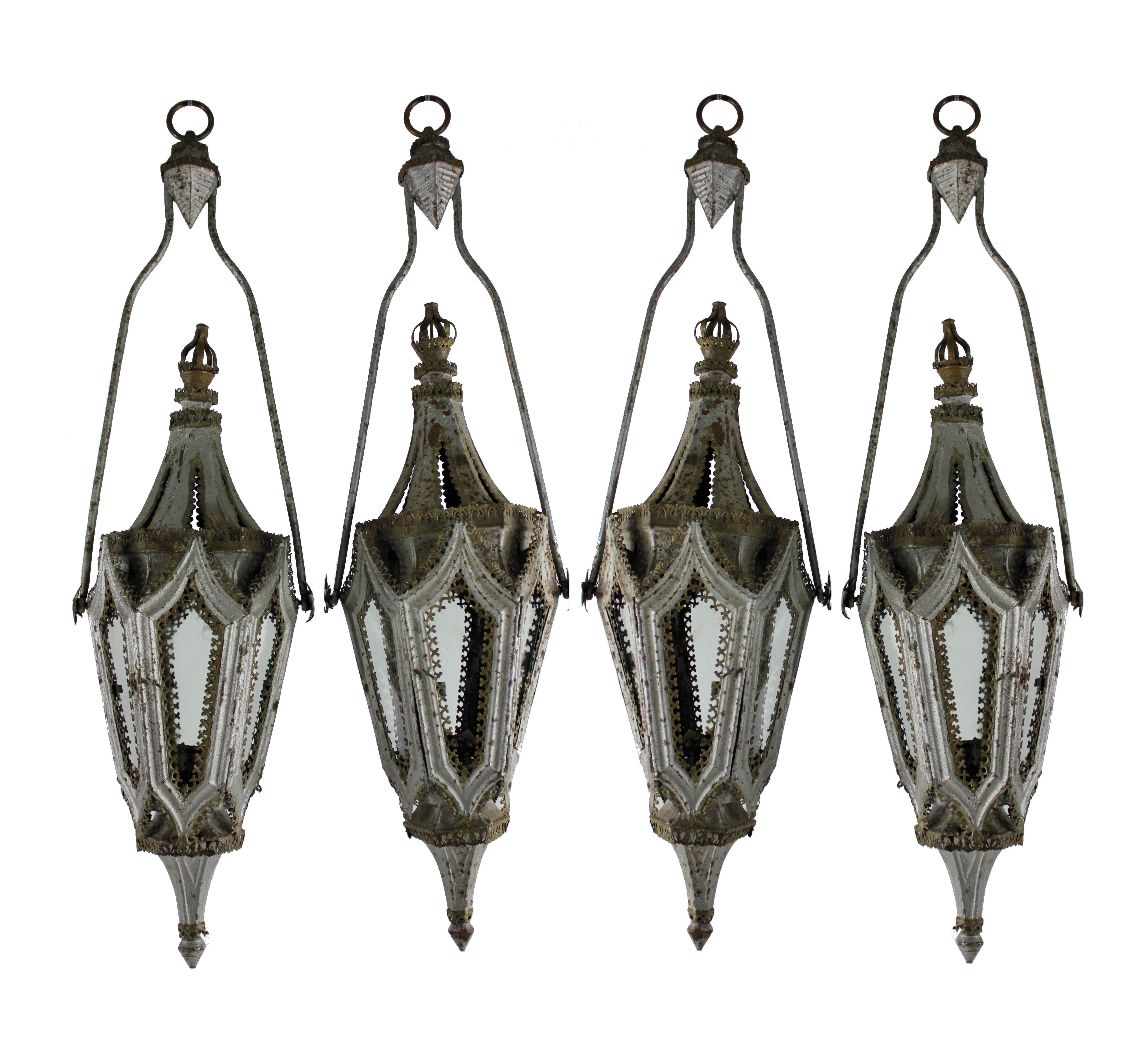Four Tapering Gothic Hanging Lanterns