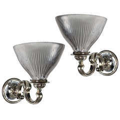 A Pair Of Silver Plated Bronze Victorian Wall Sconces 1