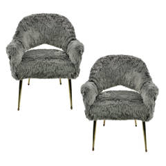 A Pair Of Elegant French Furry Armchairs