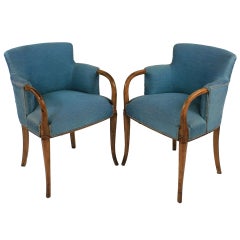 A Pair Of Elegant French Cherry Wood Armchairs