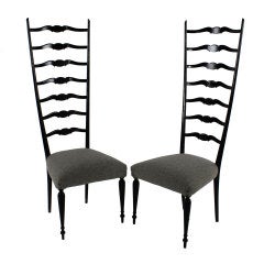 A Pair Of Unusual High Back Chairs Attr To Paolo Buffa