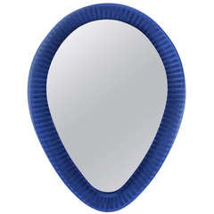 An Italian Mirror in the Fontana Arte Style with a Blue Glass Border