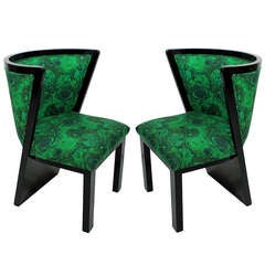 A Pair Of 30's French Chairs In Malachite