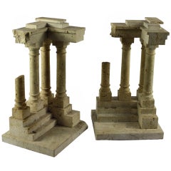 A Pair Of Travertine Roman Ruin Models