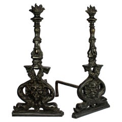 A Fine Pair Of French Bronze Chenet (Andirons)
