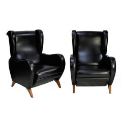 A Pair Of 50's Italian Reclining Armchairs