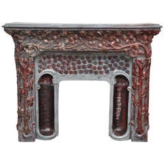 Extraordinary Antique Art Nouveau Stoneware Fireplace Signed by Emile Muller