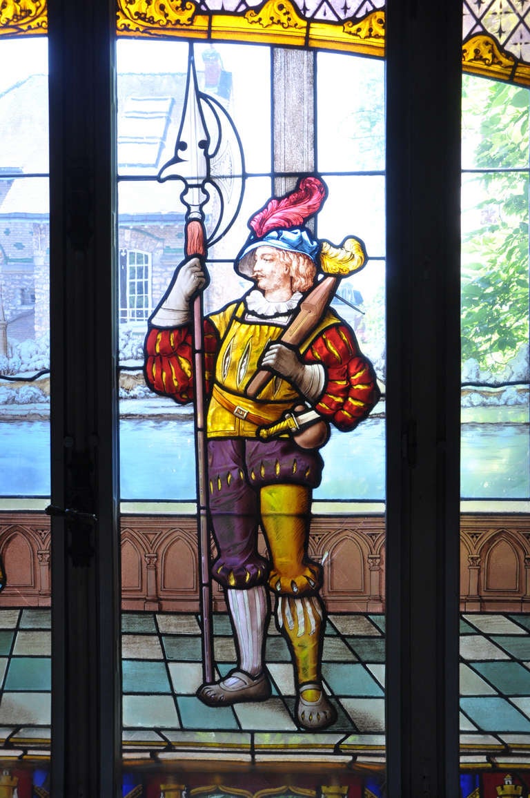 Large Neo-Renaissance Style Stained Glass Window, 19th Century