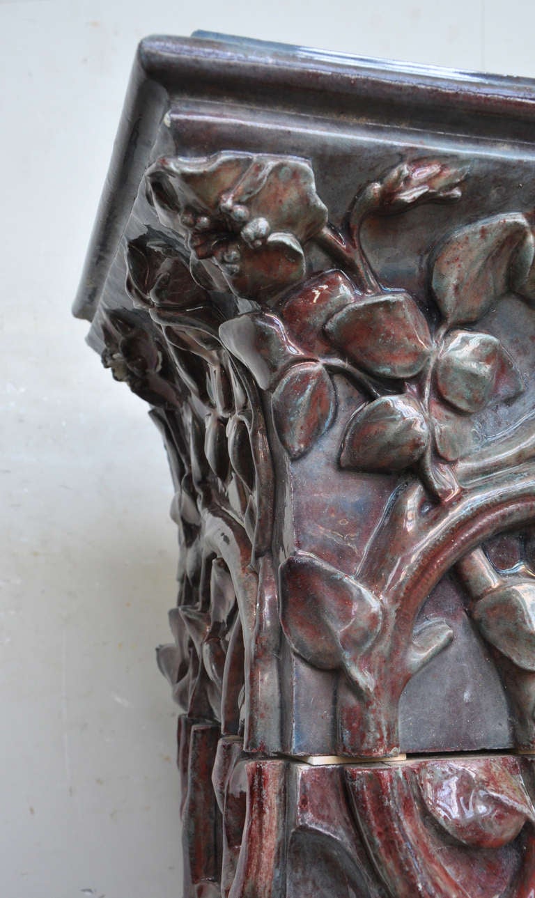 Extraordinary Antique Art Nouveau Stoneware Fireplace Signed by Emile Muller In Good Condition In Saint Ouen, FR