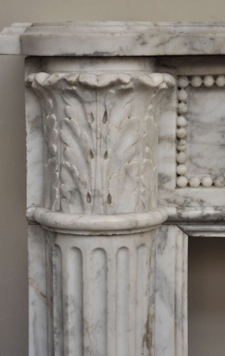 Large Antique Louis XVI Period Fireplace in White Marble, 18th Century In Fair Condition In Saint Ouen, FR
