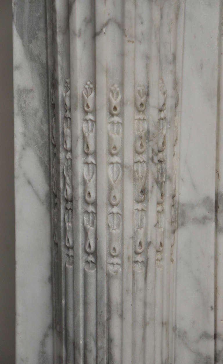 18th Century and Earlier Large Antique Louis XVI Period Fireplace in White Marble, 18th Century