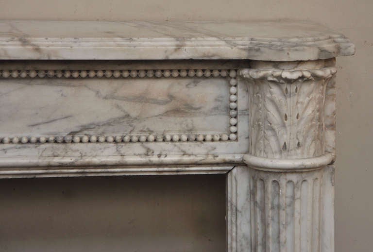 Large Antique Louis XVI Period Fireplace in White Marble, 18th Century 2