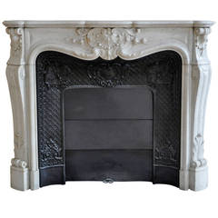 Beautiful Antique Louis XV Style Fireplace Made Out of Carrara Marble