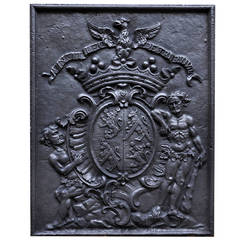 18th Century Fireback with Marquis de Gayardon de Fenoyl Coat of Arms