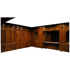 Antique Sculpted Oak Wood Paneled Room, 19th Century