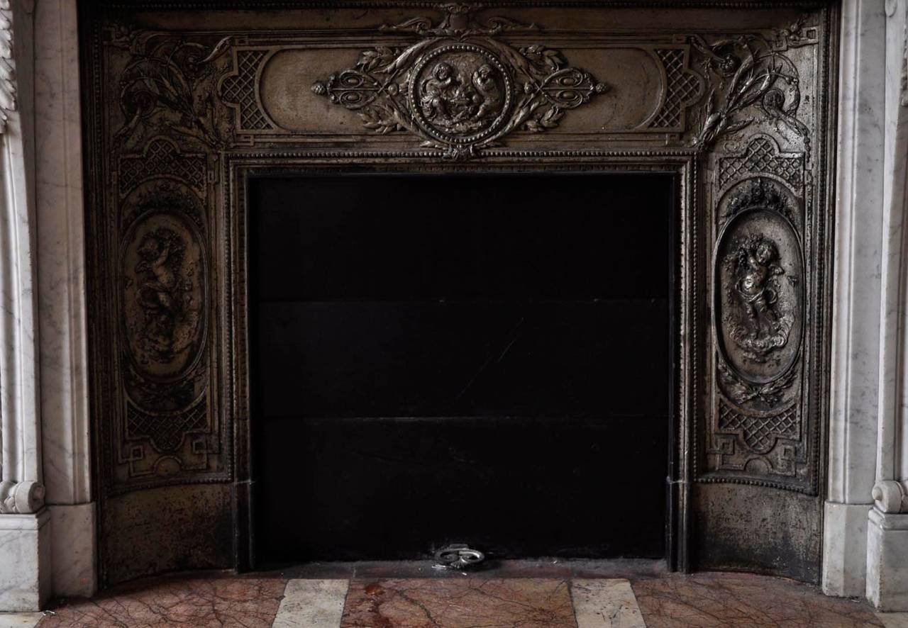 Antique Louis XVI Style Fireplace with Acanthus Décor, Carrara Marble 1