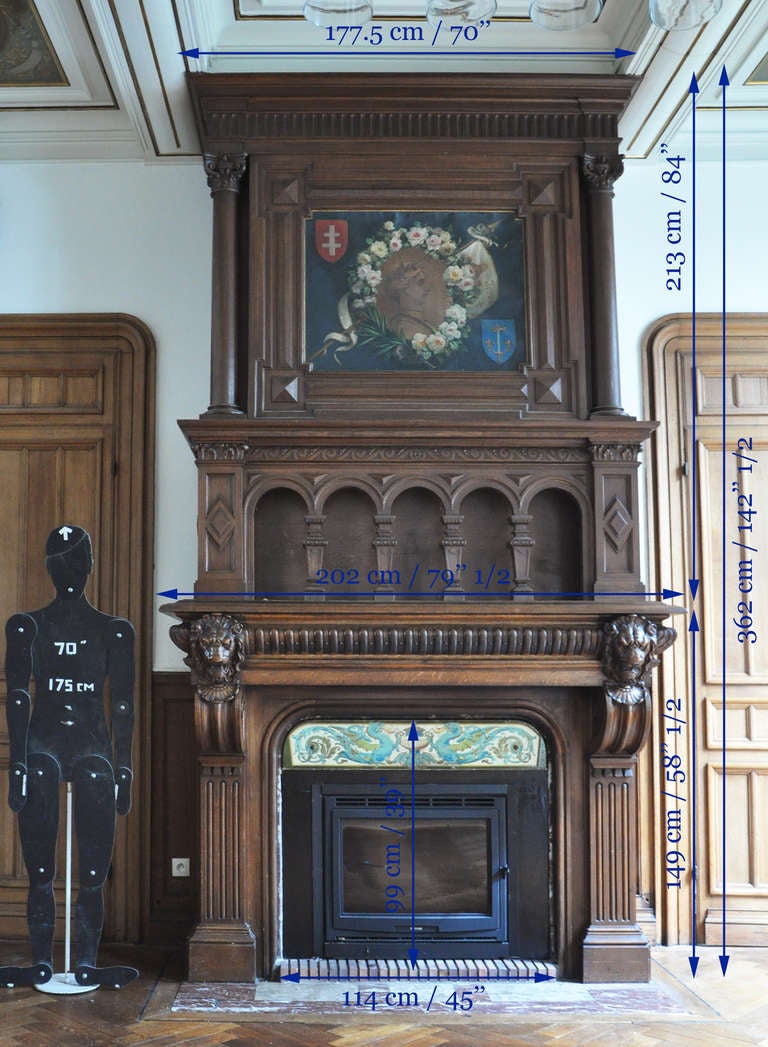 Monumentaler Eichenholzkamin mit Joan-of-Arc-Porträt, 19. Jahrhundert im Angebot 5