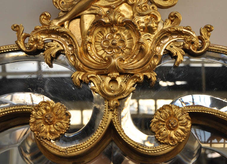 Antique Napoleon III Style Mirror in Gilded Bronze, 19th Century In Excellent Condition In Saint Ouen, FR
