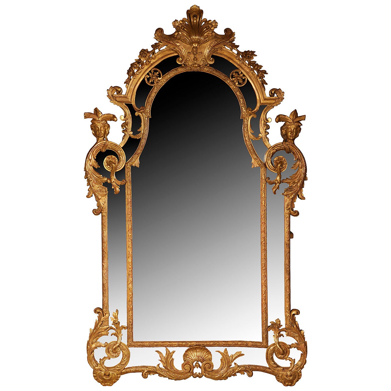 Antique Regence Style mirror with Espagnolettes Decor, 19th Century For Sale