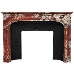 Antique Louis XIV Style Fireplace in Red Marble from Languedoc, France 5