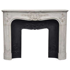 Antique Regence Style Fireplace Made Out of Carrara Marble, 19th Century