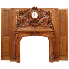 Exceptional Antique Mahogany Wood Fireplace Coming from the Armand Behic Ocean Liner, ca. 1891