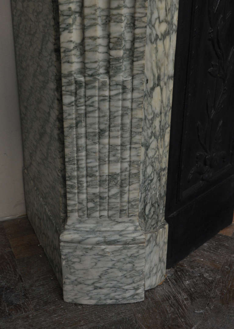Antique Louis XVI Style Fireplace in Green Campan Marble, 19th Century 1