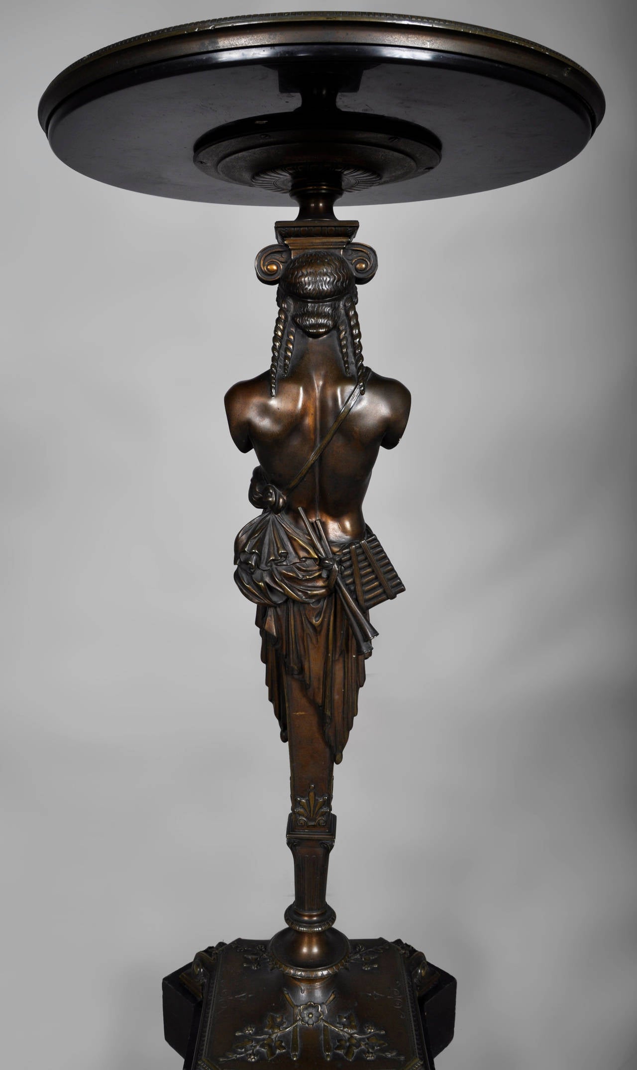 19th Century 19th Bronze Pedestal Table with Hermes
