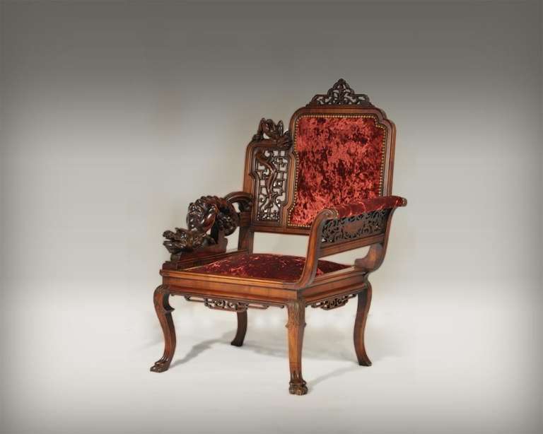 French Japanese Style Salon Furniture Attributed to Perret and Vibert, Circa 1890