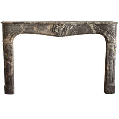 Antique Louis XV Period Fireplace in Grey Marble, 18th Century