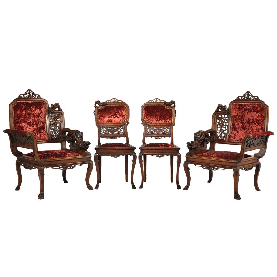 Japanese Style Salon Furniture Attributed to Perret and Vibert, Circa 1890