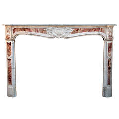 Antique Louis XV Period Provencal Fireplace in Carrara and Sarrancolin Marble, 18th c.