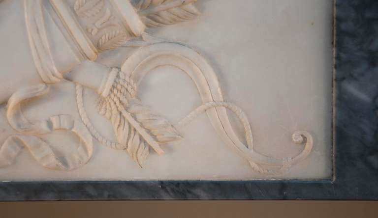 French Directoire fireplace made out of Turquin and Statuary Carrara marble cabochons For Sale