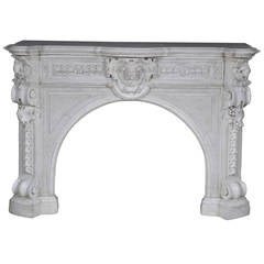 Exceptional Antique Italian Neo-Renaissance Style Fireplace in Statuary Marble