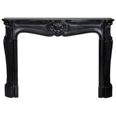 Antique Louis XV Style Fireplace in Black from Belgium Marble