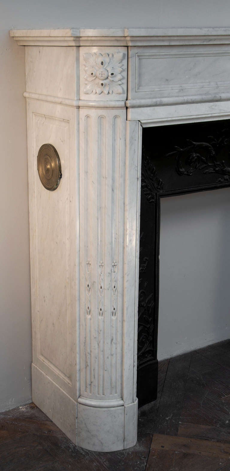 Antique Louis Xvi Style Fireplace Made out of Carrara Marble, 19th Century 4